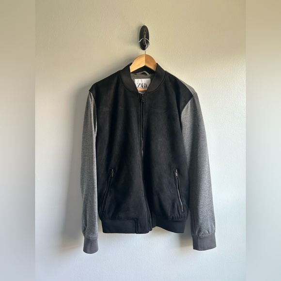 Zara Mixed Media Bomber Jacket - Picture 1 of 9